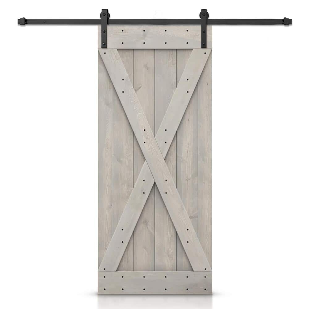 42 in. x 84 in. X-Series Silver Gray DIY Knotty Pine Wood Interior Sliding Barn Door with Hardware Kit price history on PriceWatchPro