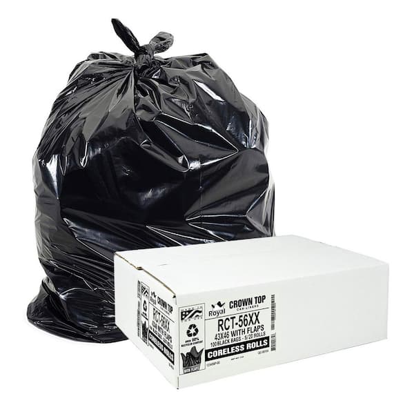 Aluf Plastics 56 Gal. 1.7 Mil (eq) Black Trash Bags 43 in. x 46 in. Pack of 100 for Industrial and Contractor