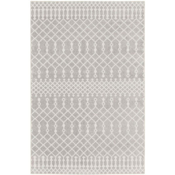Nourison Astra Machine Washable Grey 3 ft. x 5 ft. Moroccan Transitional Area Rug