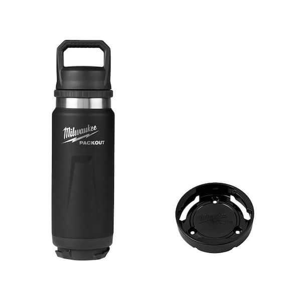 PACKOUT Black 24 oz. Insulated Bottle with Chug Lid and PACKOUT Twist To Lock Mount