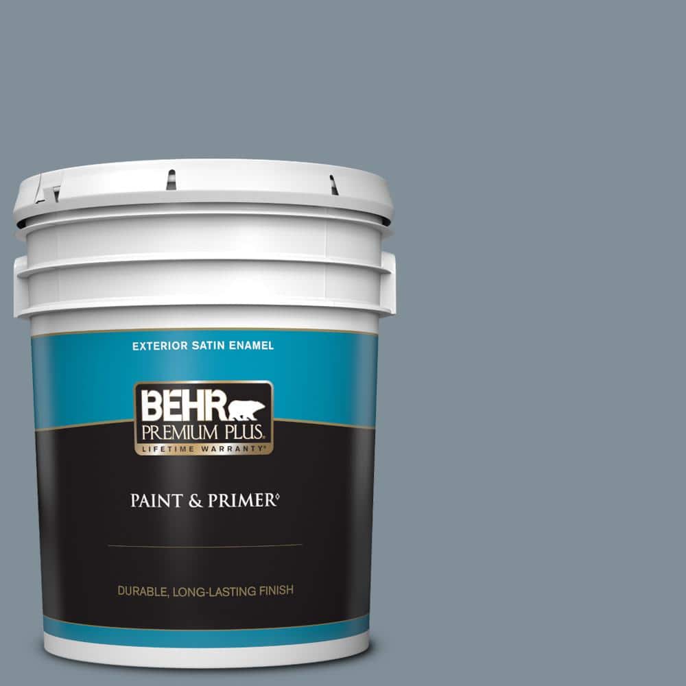 BEHR PREMIUM PLUS 5 gal. MQ520 Cold Steel Satin Enamel Exterior Paint