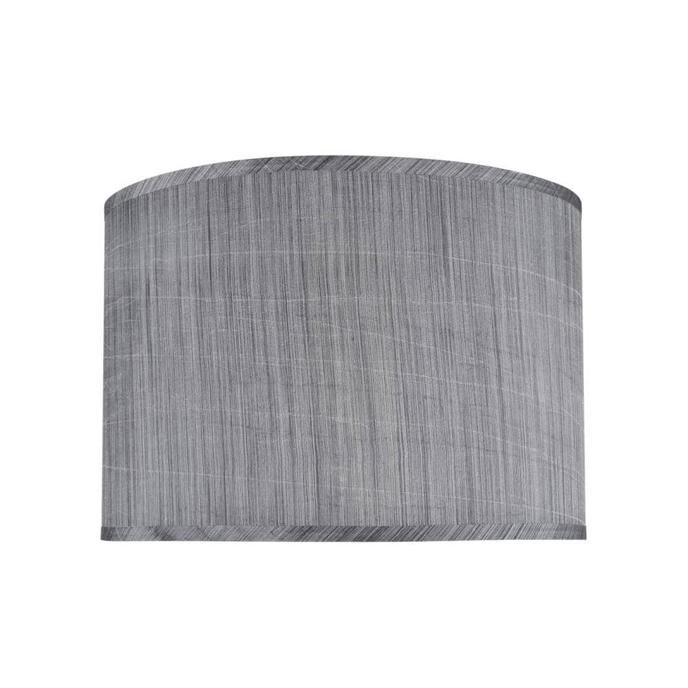 16'' Gray and Black Synthetic Fabric Drum Lamp Shade