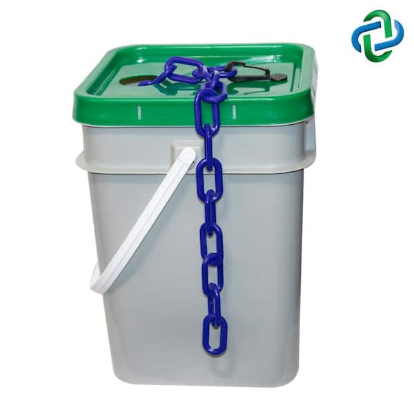 Mr. Chain 1.5 in. (#6,38 mm) x 300 ft. Traffic Blue Plastic Barrier Chain in a Pail