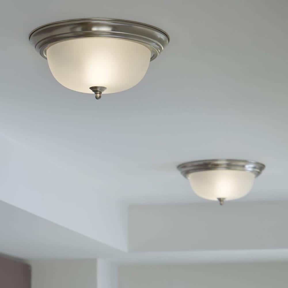 Brushed Nickel 14" Glass Dome Flush Mount Ceiling Light