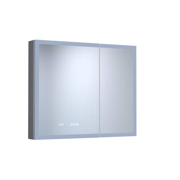 36 in. W x 30 in. H Rectangular Aluminum Alloy Medicine Cabinet with Mirror