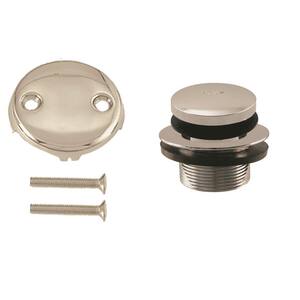 1-1/2 in. NPSM Coarse Thread Tip-Toe Bathtub Drain Plug with 2-Hole Overflow Faceplate in Polished Nickel