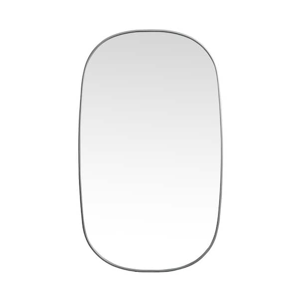 Unbranded Timeless Home 36 in. W x 60 in. H Modern Metal Framed Oval Silver Mirror
