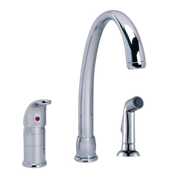 null Sarana Single-Handle Standard Kitchen Faucet with Side Sprayer in Polished Chrome