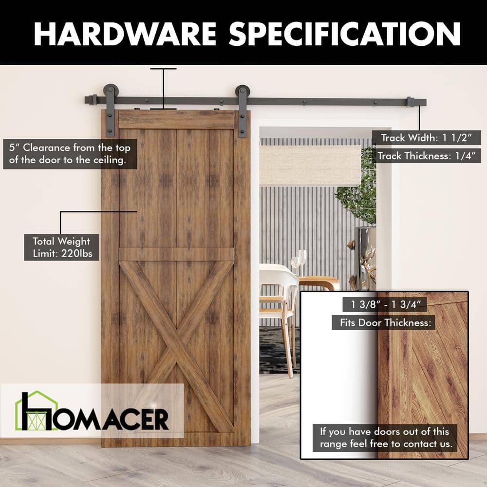 12ft Black Rustic Sliding Barn Door Hardware Kit