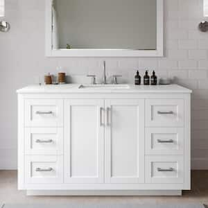 Miranda 54 in. W x 22 in. D x 33.75 in. H Single Bath Vanity in White with Giotto Quartz Top