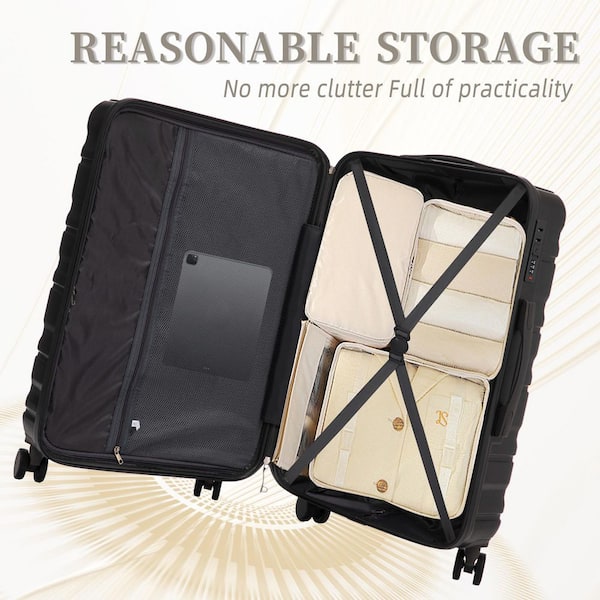 Boyel Living 3-Piece Dark Gray ABS Plastic Hardside Spinner