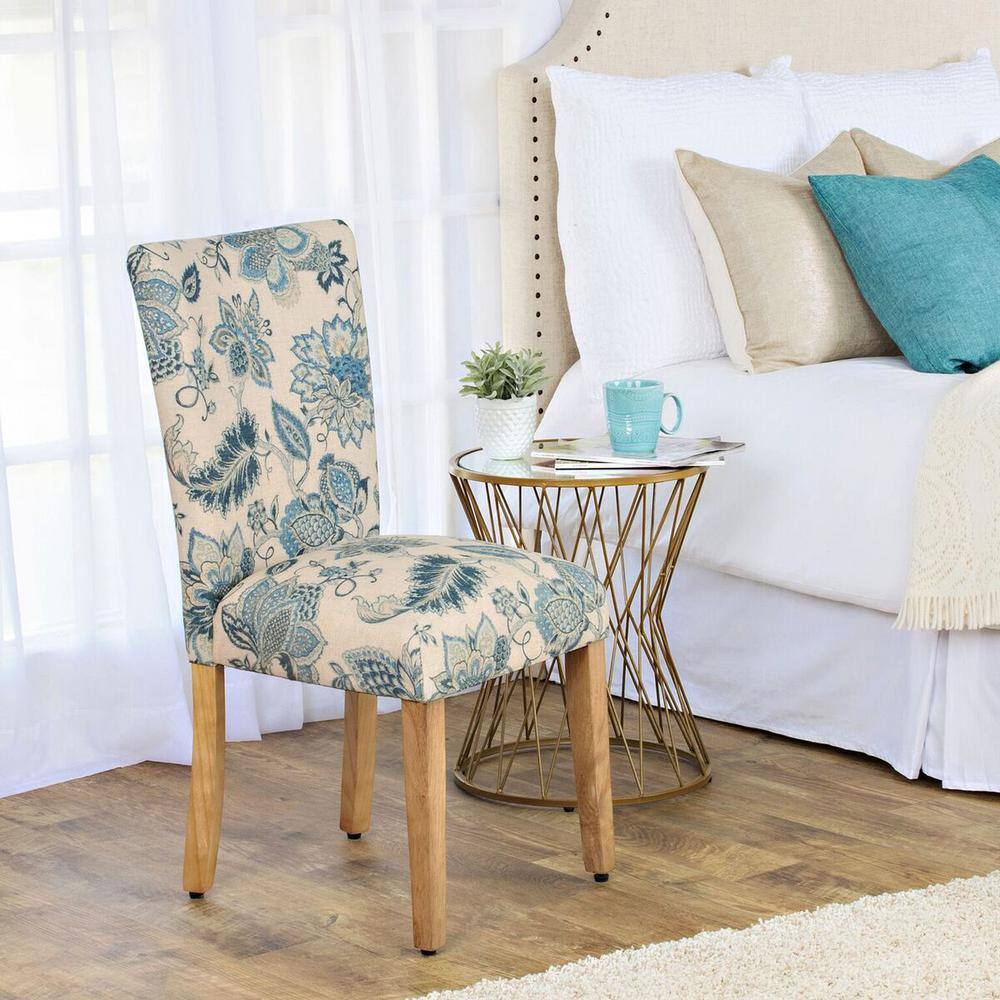 Lexie Vintage Indigo Linen Upholstered Parsons Side Chair Set