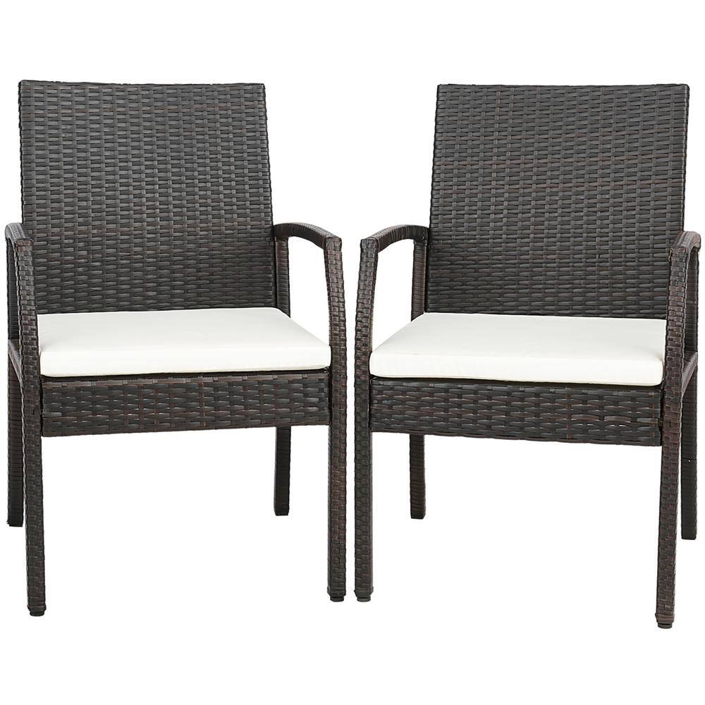 Costway 2Pieces Patio PE Wicker Outdoor Dining Chairs with Soft