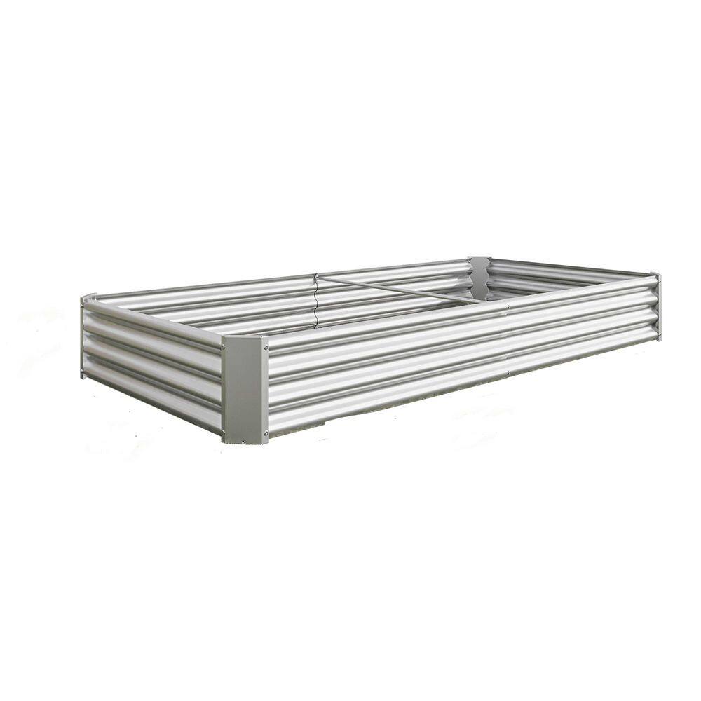 91 in. x 44 in. x 12 in. Rectangle Silver Galvanized Steel Raised Garden Be