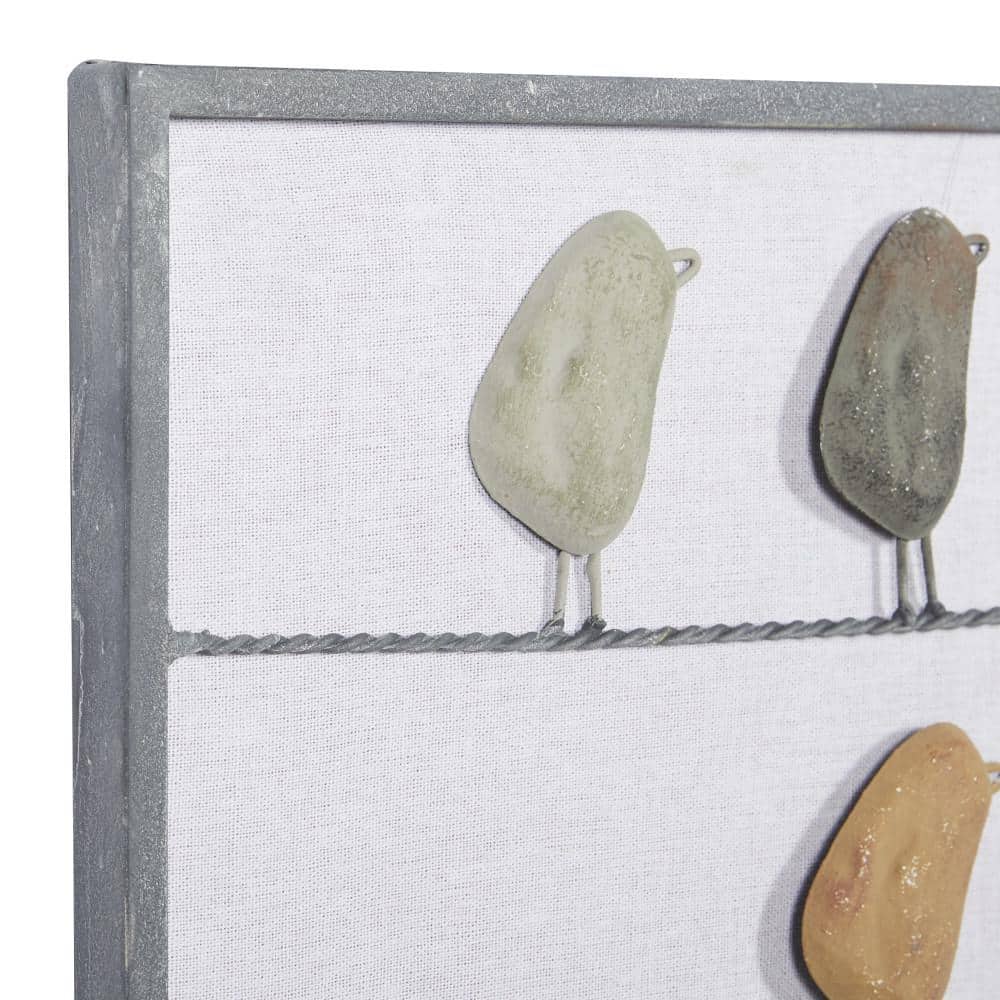 Multi Colored Metal Bird Wall Sculpture with Weathered Embellishment