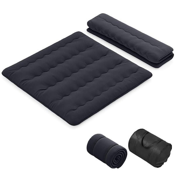 80 in. Black Fabric King Futon Mattress Japanese Floor Sleeping Pad Washable Cover Carry Bag