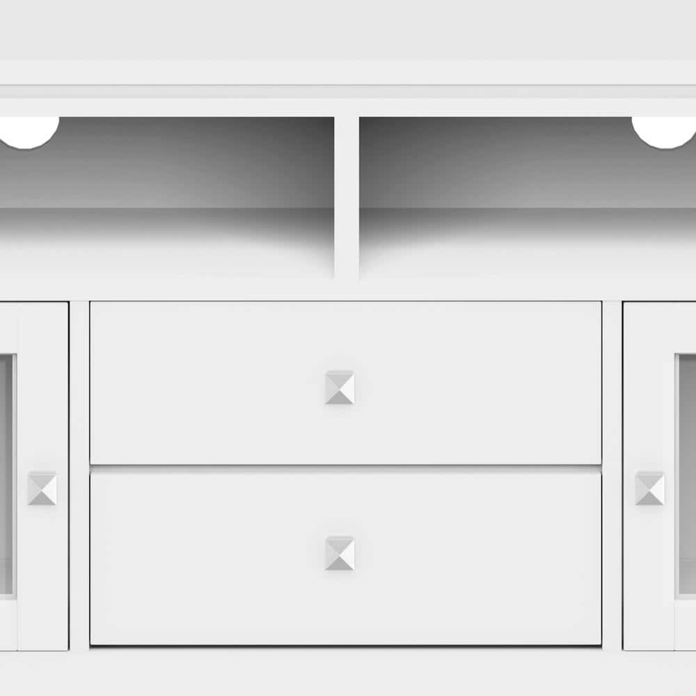 Cosmopolitan White Solid Wood 72" TV Media Stand with Cabinets