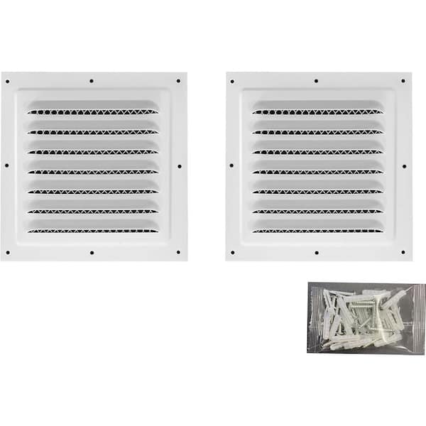 Attic Vent 10 x 10-Square Built-in Insect Screen Metal Wall Vent Louver Grille 2-Piece Aluminum