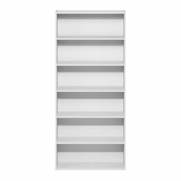 Furinno Basic 52.76 in. Tall White Wood 6-Shelf Bookcase with Open