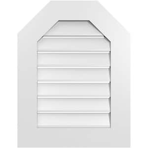 20 in. x 26 in. Octagonal Top Surface Mount PVC Gable Vent: Functional with Standard Frame