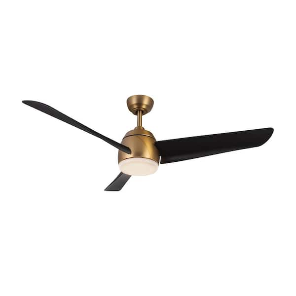 KUZCO Thalia 54 in. 1-Light Brushed Gold/Matte Black Integrated Indoor LED Smart Ceiling Fan