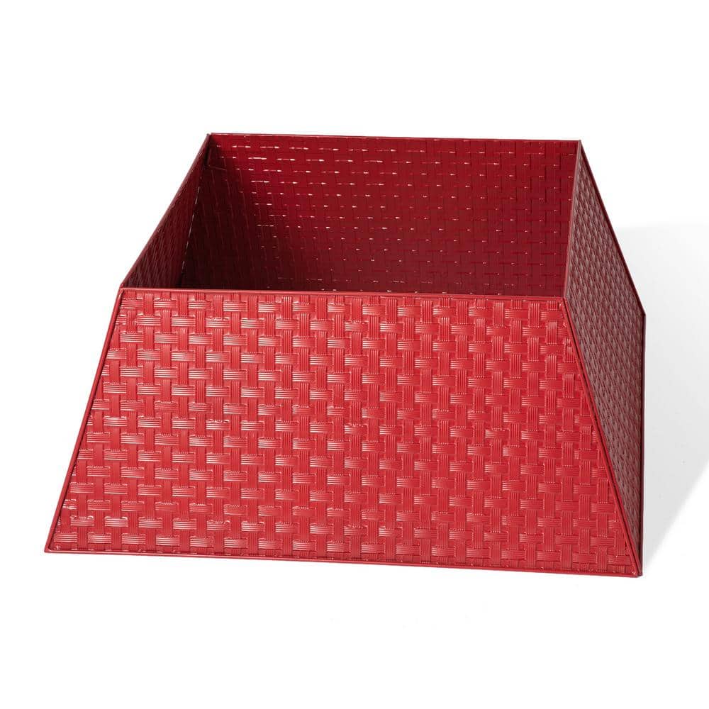 Red Metal Weave Trapezoid Christmas Tree Collar Set