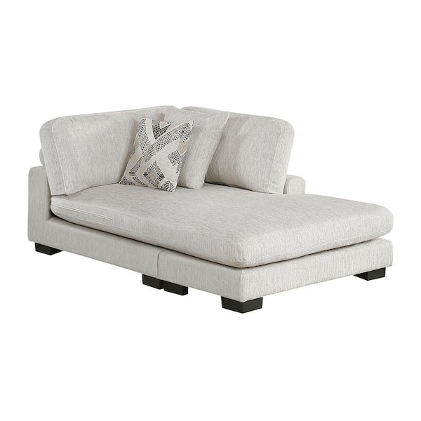 Lazzara Beane Beige Textured Microfiber Reversible Chaise with Pillow