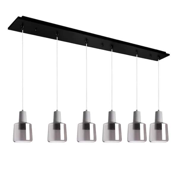 Samson 42-in Black/Smoked Glass 6-Light Multi Pendant