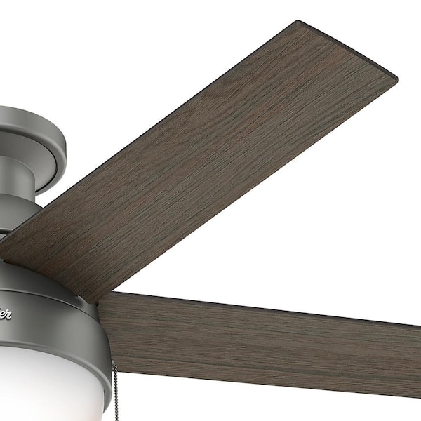Hunter - Anslee 46 in. Indoor Low Profile Matte Silver Ceiling Fan with Light