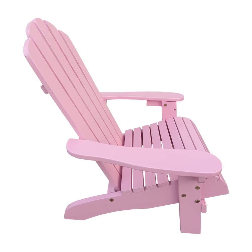 21 in. W Pink Poplar Wood Kids Outdoor Adirondack Chair with Wide Armrests price history on PriceWatchPro