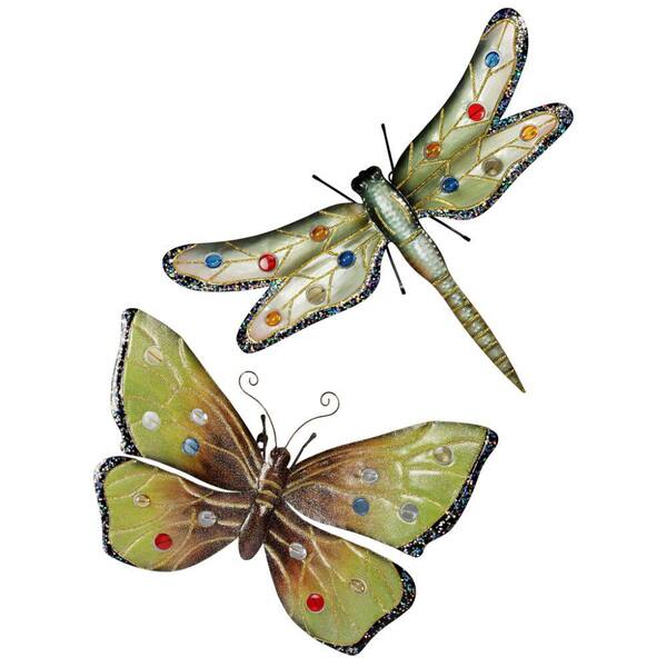 Design Toscano 18 in. H Oversized Dragonfly and Butterfly Wall Sculptures (Set of 2)