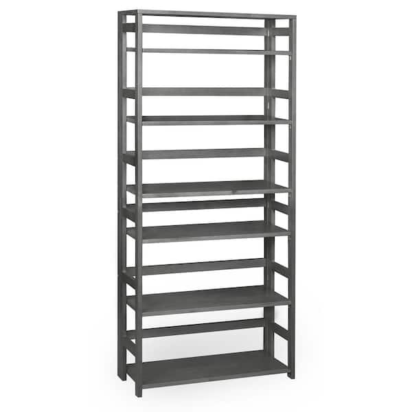 Regency Nemus 67 in. Grey 6-Shelf High Folding Standard Bookcase