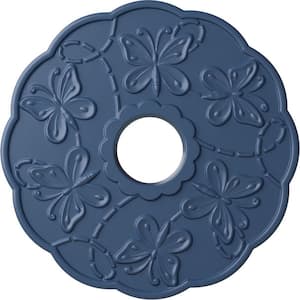 1" x 17-7/8" x 17-7/8" Polyurethane Terrones Butterfly Ceiling Medallion, Hand-Painted Americana