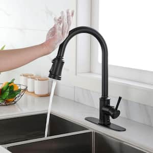 Single Handle Touch-on Smart Pull Down Sprayer Kitchen Faucet with Advanced Spray, Pull Out Spray Wand in Matte Black