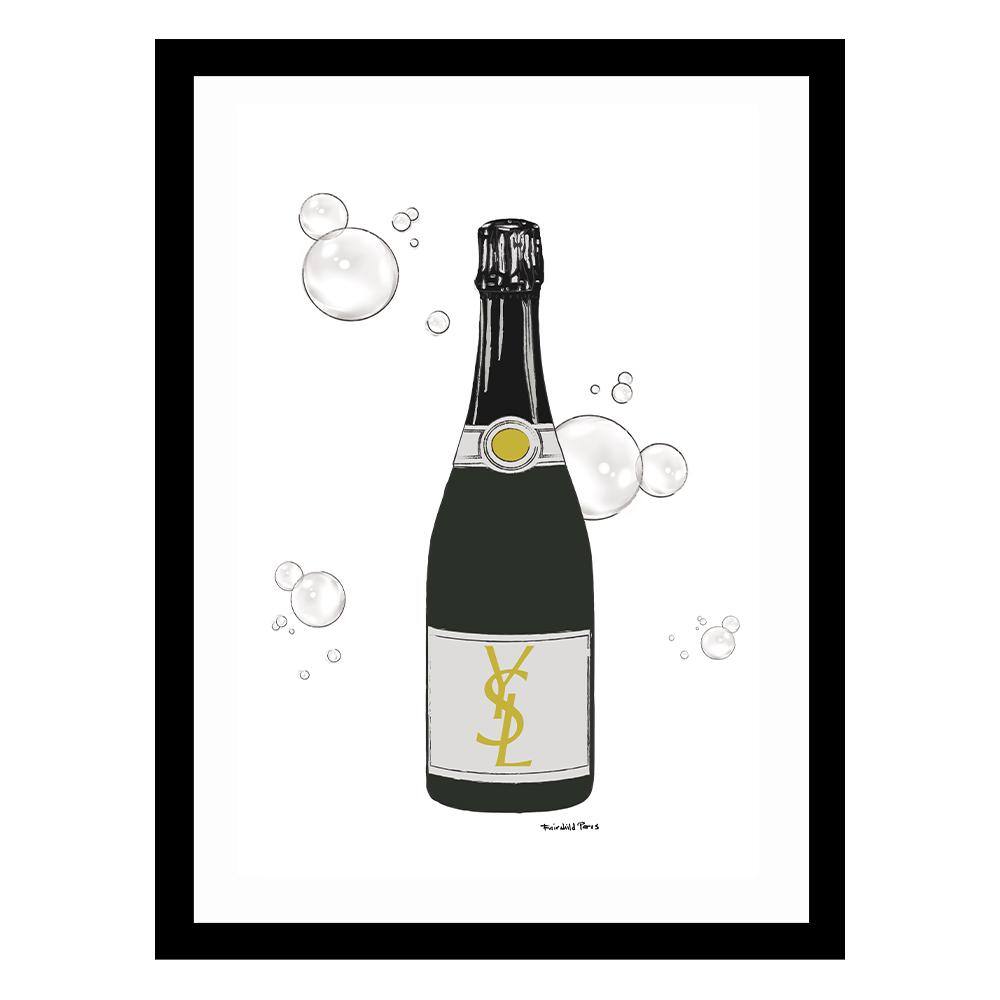 Black Framed Abstract Champagne Bottle Print for Kids