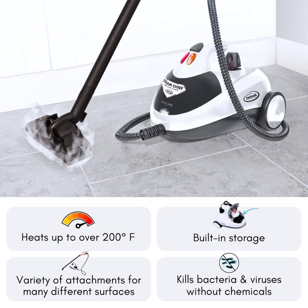 1800W White Multi-Purpose Steam Cleaner with Attachments