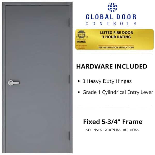 Flush Doors Series 36x80in. Left Handed Stainless Steel Finish, Metal 18G Door Kit; Fixed 5-3/4in 16G Frame and Hardware