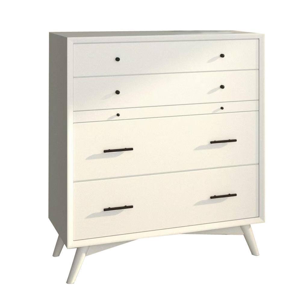 Mid-Century Modern White Mahogany 4-Drawer Chest with Workstation