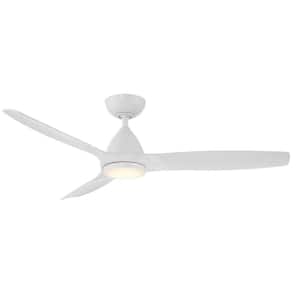 Skylark 54 in. Smart Indoor/Outdoor Matte White Ceiling Fan Plus Selectable CCT Integrated LED Plus Remote