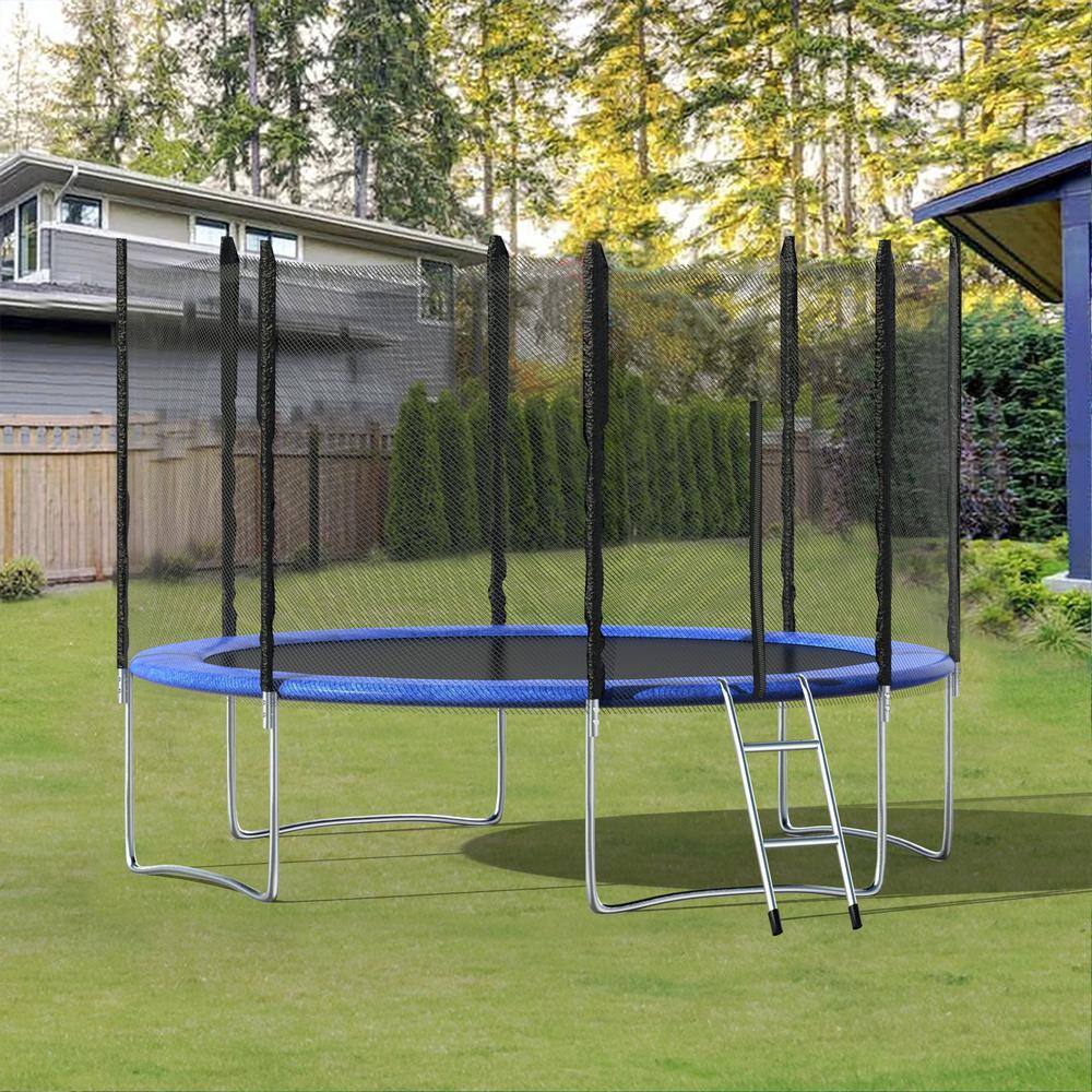12 Ft Trampoline Set Kid Play Jump Garden Trampoline Set Net Head Cover Outdoor Tcht Tbwy 0063 The Home Depot