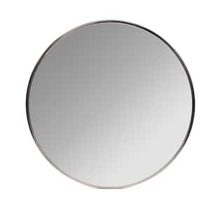 Pewter 30 in. W x 30 in. H Nelson Round Metal Wall Mirror