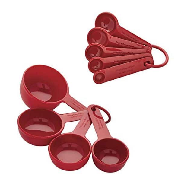 Adrinfly Universal 9-Piece Empire Red Measuring Cup Set with Grip Handles