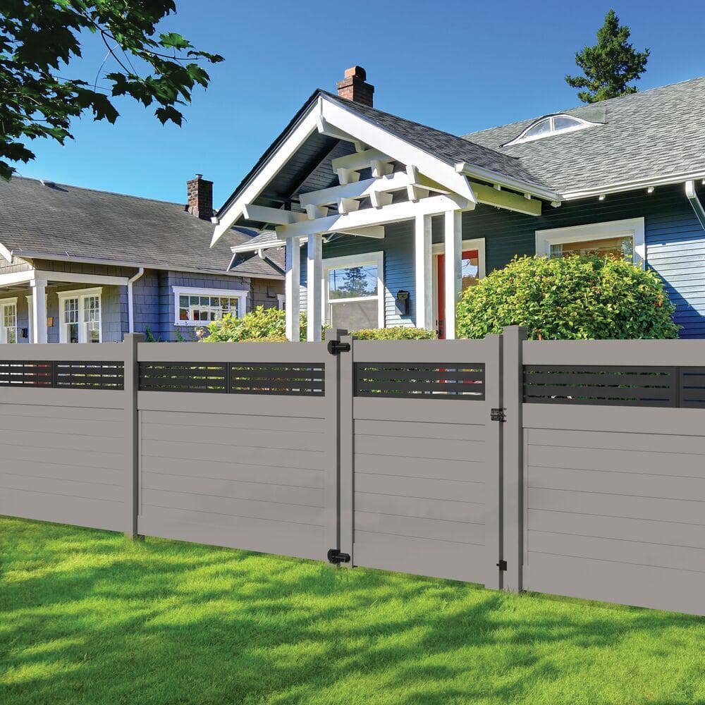 Gray Vinyl Line Fence Post for Outdoor Privacy Fencing