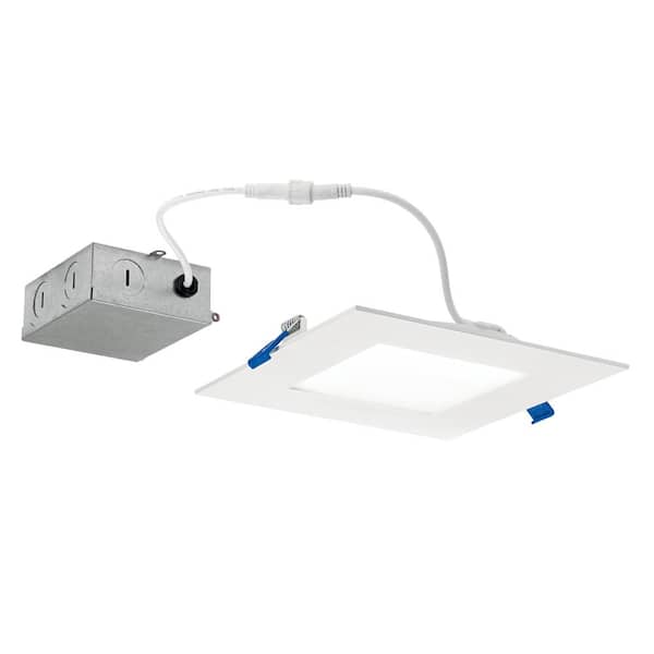 KICHLER Direct-to-Ceiling Integrated LED 6 in. Square Canless Recessed Light for Bathroom Ultra Thin White 3000K (1-Pack)