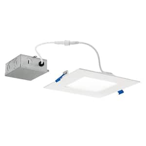 Direct-to-Ceiling Integrated LED 6 in. Square Canless Recessed Light for Bathroom Ultra Thin White 2700K (1-Pack)