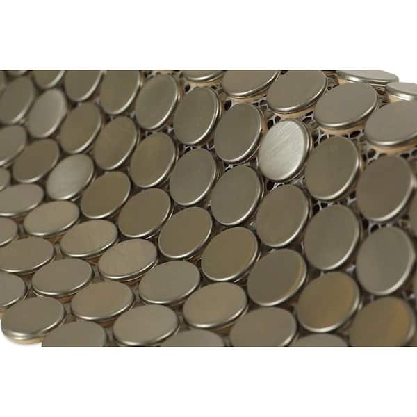 Ivy Hill Tile Silver Penny Round 12 In, Stainless Steel Penny Round Backsplash
