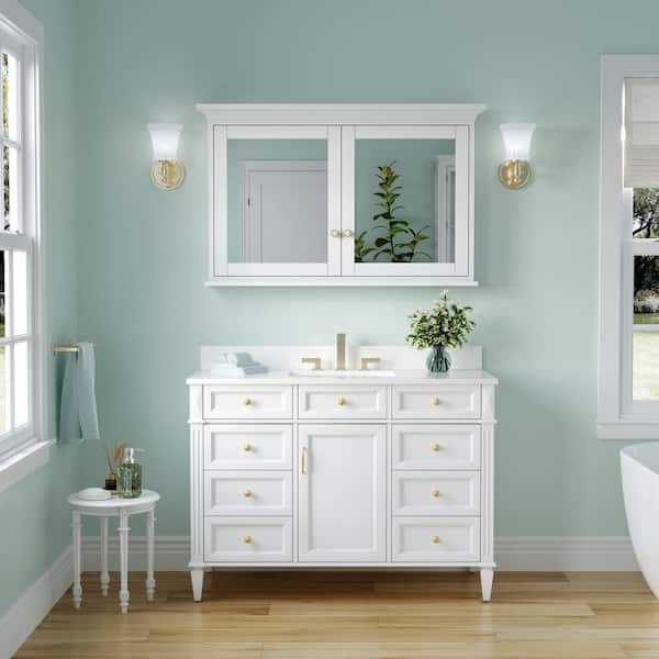 48 in. W x 30 in. H Rectangular Solid Wood Frame Bathroom Medicine Cabinet with Mirror, Soft-Closed Doors, Easy Hang