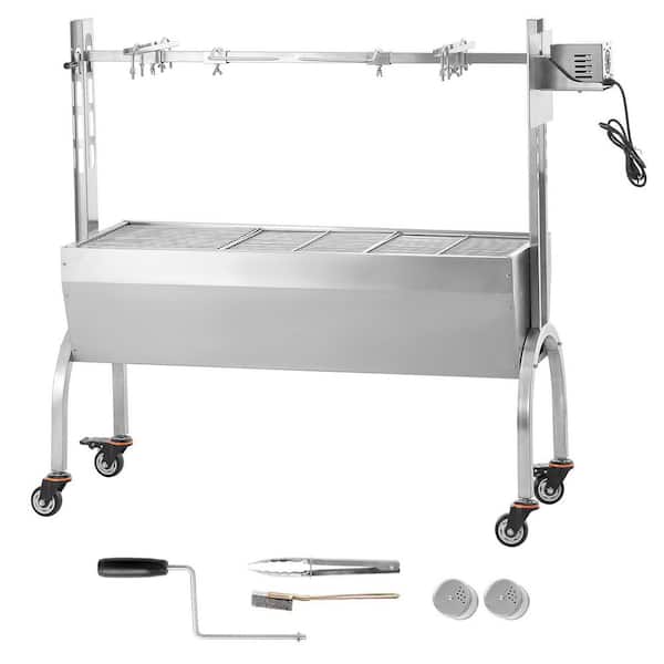Rotisserie Grill, BBQ Whole Pig Lamb Goat Charcoal Spit Grill, Electric 52W Motor, 46 Inch 132 Lbs. Capacity