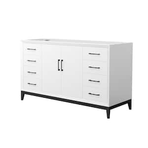 Amici 59.75 in. W x 21.75 in. D x 34.5 in. H Single Bath Vanity Cabinet without Top in White with Matte Black Trim