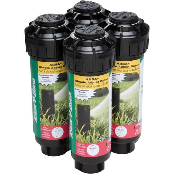 Rain Bird 42SA+ 4 in. Pop-Up Gear-Drive Rotor Sprinklers, 40-360 Degree Pattern, Adjustable 26-38 ft. (4-Pack)